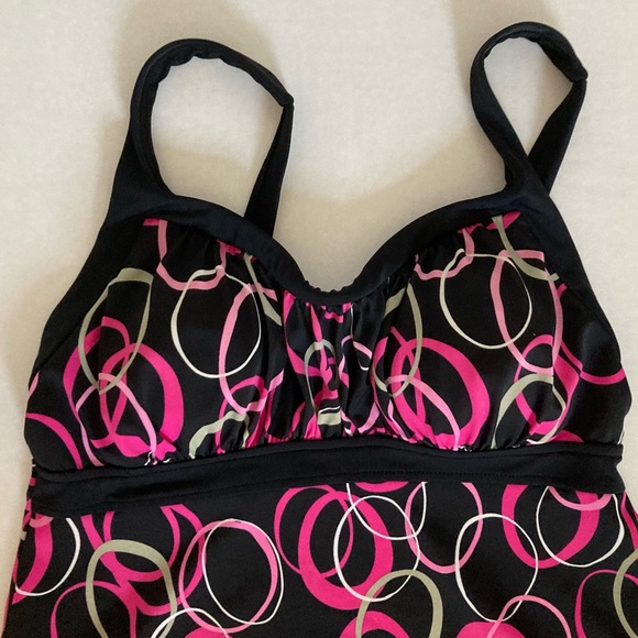 Jamaica Bay Black Pink circles Halter Tankini 12 - Picture 3 of 16